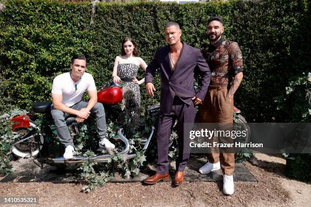 Danny Pino, Sarah Bolger, JD Pardo, and Clayton Cardenas attend the "Mayans M.C." cast appearance at their motorcycle area at the FX Activation...