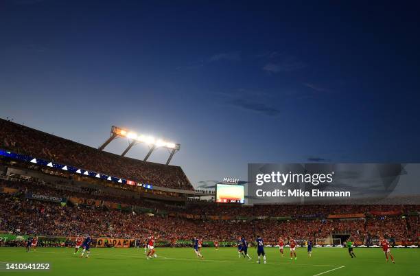 General view of play during the Florida Cup match between Chelsea and Arsenal at Camping World Stadium on July 23, 2022 in Orlando, Florida.