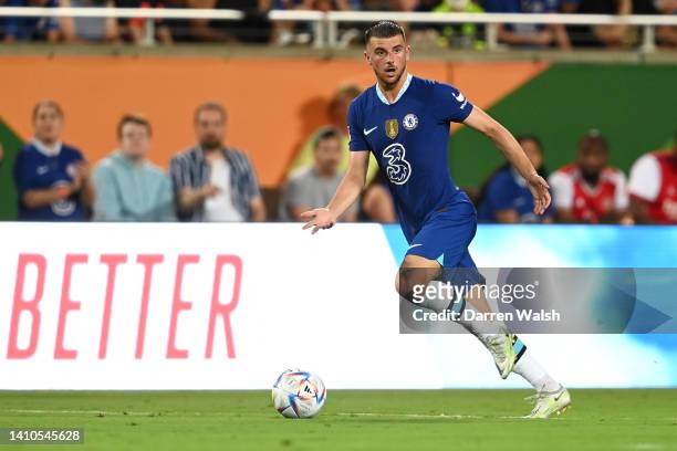 Mason Mount of Chelsea on the ball during the Florida Cup match between Chelsea and Arsenal at Camping World Stadium on July 23, 2022 in Orlando,...