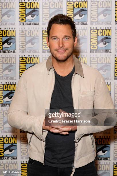 Chris Pratt attends the Marvel Cinematic Universe press line during 2022 Comic Con International: San Diego at Hilton Bayfront on July 23, 2022 in...