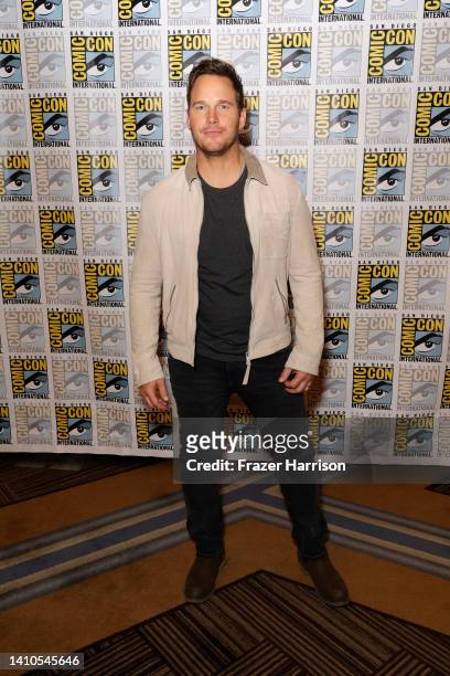 Chris Pratt attends the Marvel Cinematic Universe press line during 2022 Comic Con International: San Diego at Hilton Bayfront on July 23, 2022 in...
