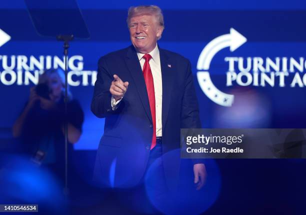 Former U.S. President Donald Trump speaks during the Turning Point USA Student Action Summit held at the Tampa Convention Center on July 23, 2022 in...