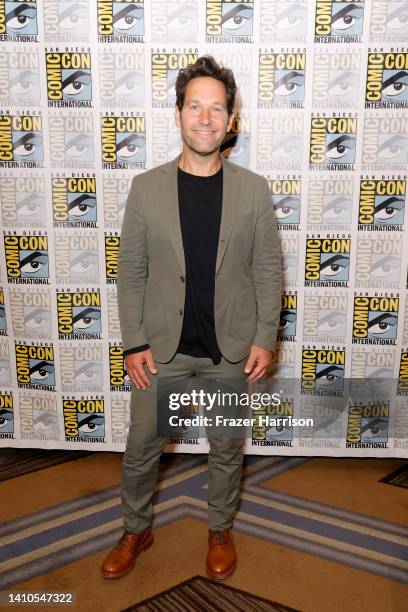 Paul Rudd attends the Marvel Cinematic Universe press line during 2022 Comic Con International: San Diego at Hilton Bayfront on July 23, 2022 in San...