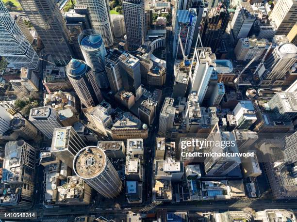 sydney cbd australia aerial views - office building australia stock pictures, royalty-free photos & images