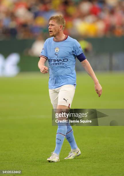 Kevin De Bruyne of Manchester City looks on during the pre-season friendly match between Bayern Munich and Manchester City at Lambeau Field on July...