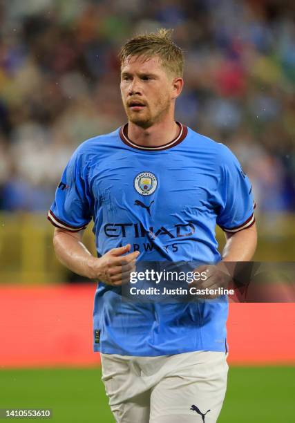 Kevin De Bruyne of Manchester City looks on during the pre-season friendly match between Bayern Munich and Manchester City at Lambeau Field on July...