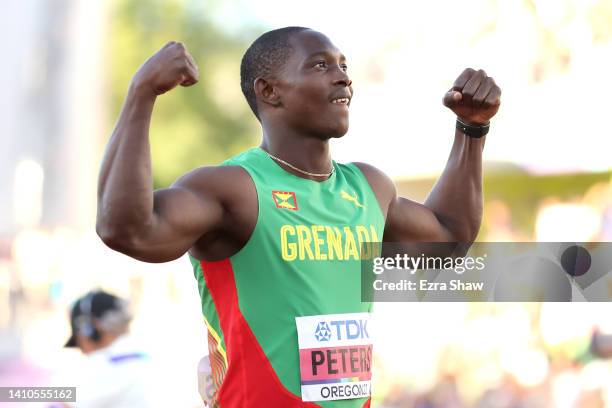 Anderson Peters of Team Grenada celebrates winning gold in the Men's Javelin Final on day nine of the World Athletics Championships Oregon22 at...