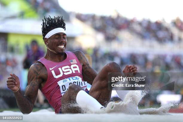 Donald Scott of Team United States competes in the Men's Triple Jump Final on day nine of the World Athletics Championships Oregon22 at Hayward Field...