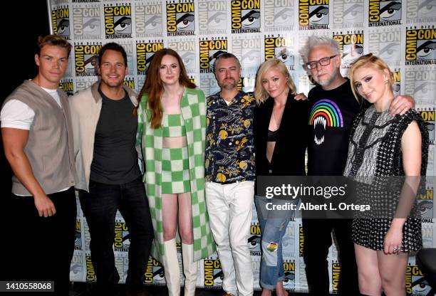 Will Poulter, Chris Pratt, Karen Gillan, Sean Gunn, Pom Klementieff, James Gunn, and Maria Bakalova attend the Marvel Cinematic Universe Mega-Panel...