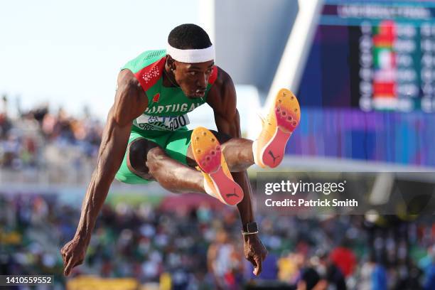 Pedro Pichardo of Team Portugal competes in the Men's Triple Jump Final on day nine of the World Athletics Championships Oregon22 at Hayward Field on...