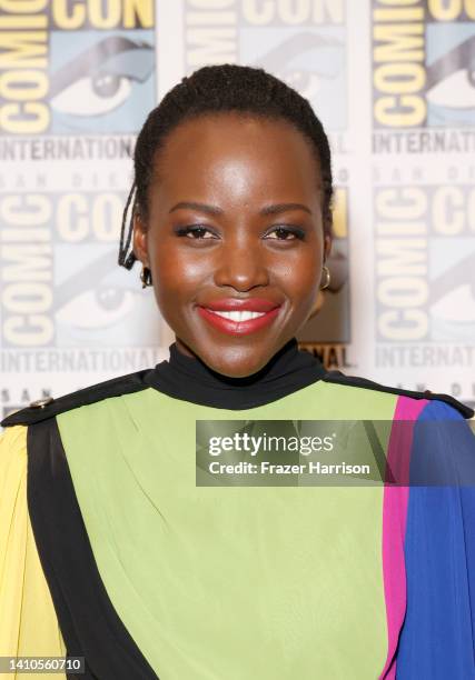 Lupita Nyong'o attends the Marvel Cinematic Universe press line during 2022 Comic Con International: San Diego at Hilton Bayfront on July 23, 2022 in...