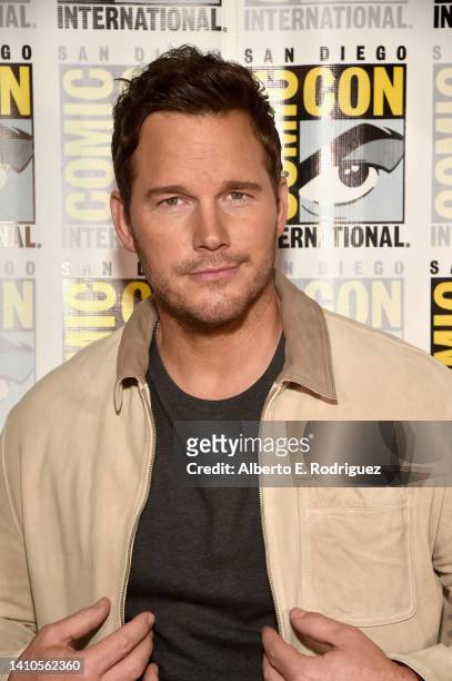 Chris Pratt participates in the Marvel Studios’ Live-Action presentation at San Diego Comic-Con on July 23, 2022.
