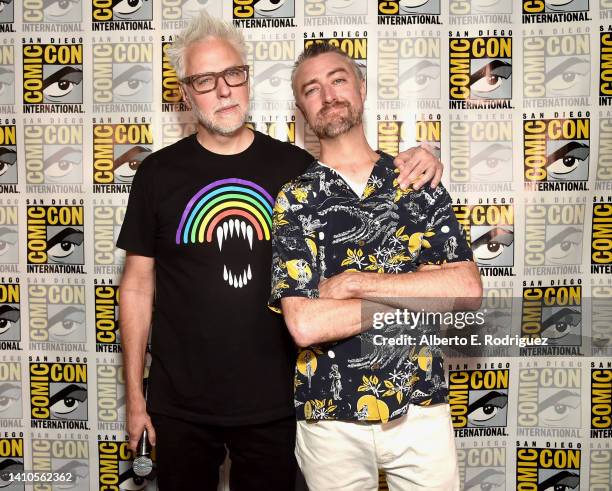 James Gunn and Sean Gunn participate in the Marvel Studios’ Live-Action presentation at San Diego Comic-Con on July 23, 2022.