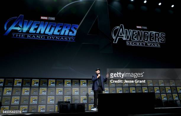 Kevin Feige, President of Marvel Studios, participates in the Marvel Studios’ Live-Action presentation at San Diego Comic-Con on July 23, 2022.
