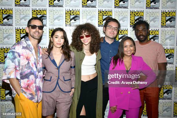 Luis Gerardo Méndez, Cristin Milioti, Nina Bloomgarden, Andy Siara, Gabriela Cartol, and William Jackson Harper attend the press line for Peacock and...