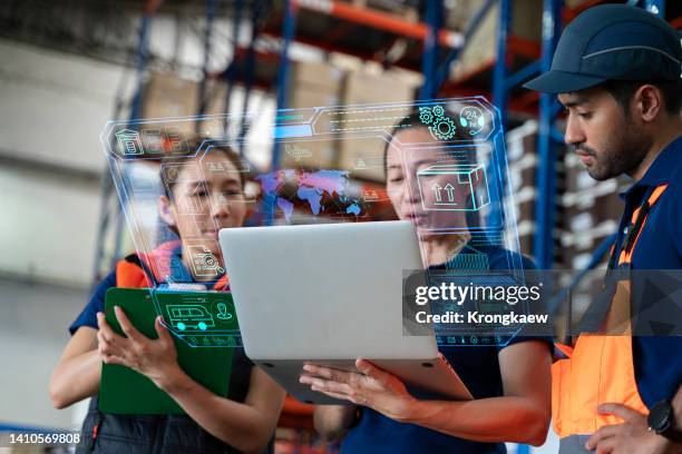distribution warehouse management with metaverse technology. - combat command and control system stock pictures, royalty-free photos & images