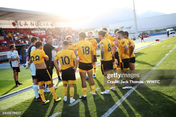 Bruno Lage, Manager of Wolverhampton Wanderers speaks to his players at half time during the Pre-Season Friendly between Besiktas and Wolverhampton...