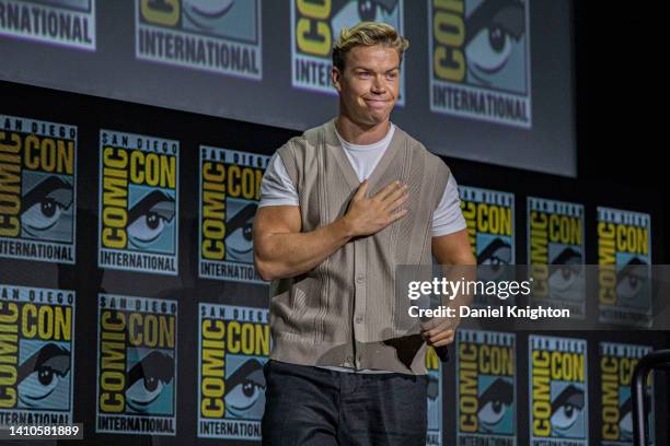 Will Poutler speaks onstage at the Marvel Cinematic Universe Mega-Panel during 2022 Comic-Con International Day 3 at San Diego Convention Center on...