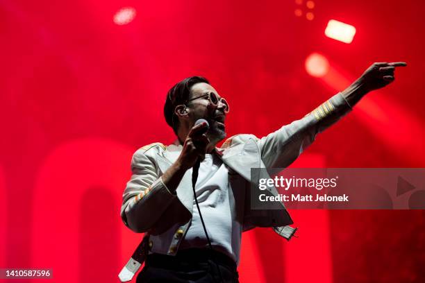 Phil Jamieson of the band Grinspoon performs on stage during Splendour in the Grass 2022 at North Byron Parklands on July 24, 2022 in Byron Bay,...