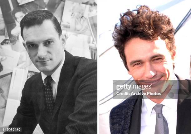 In this composite image a comparison has been made between Hugh Hefner and actor James Franco. James Franco will reportedly play Hugh Hefner in a...