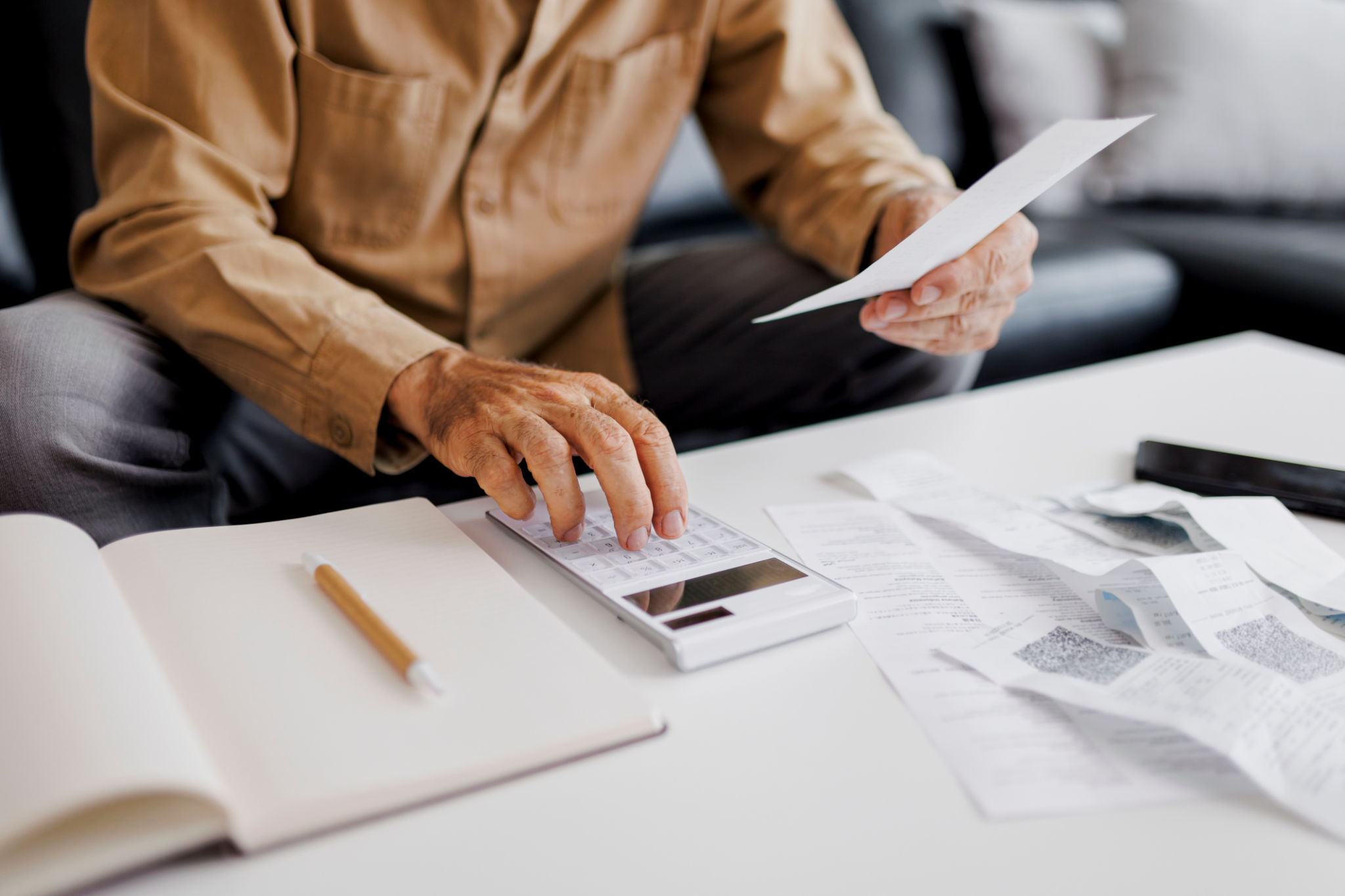 person reviewing finances