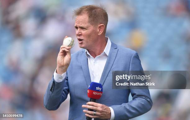 Shaun Pollock on Sky Television commentary duty during the 3rd Royal London Series One Day International match between England and South Africa at...