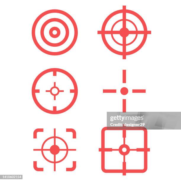 ilustrações de stock, clip art, desenhos animados e ícones de target icon set flat design. - crosshairs