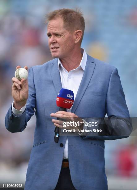 Shaun Pollock on Sky Television commentary duty during the 3rd Royal London Series One Day International match between England and South Africa at...