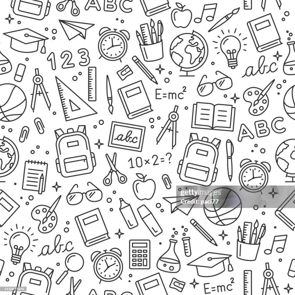 School icon seamless pattern. Vector illustration