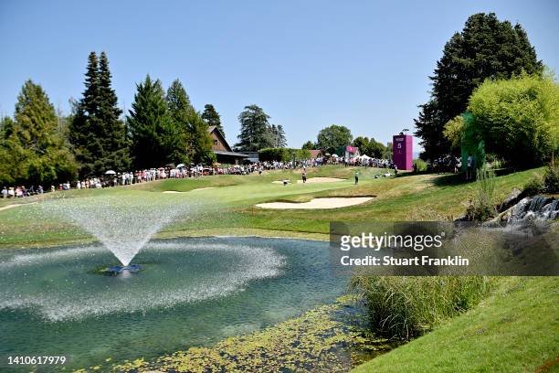 General view of the fifth green during day four of The Amundi Evian Championship at Evian Resort Golf Club on July 24, 2022 in Evian-les-Bains,...