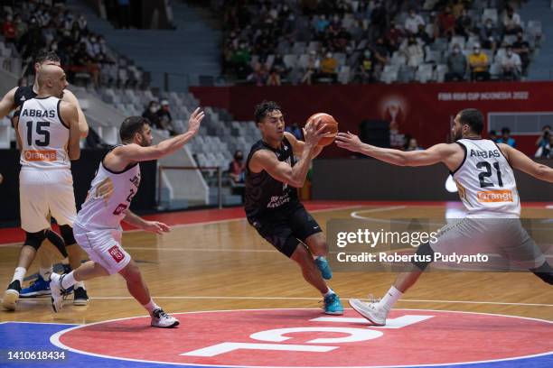 Flynn Cameron of New Zealand controls the ball during the FIBA Asia Cup 3rd place game between Jordan and New Zealand at Istora Gelora Bung Karno on...