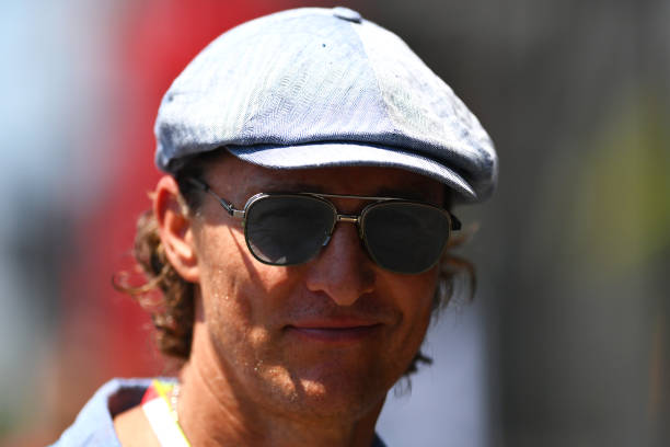 Matthew McConaughey looks on in the Paddock ahead of the F1 Grand Prix of France at Circuit Paul Ricard on July 24, 2022 in Le Castellet, France.