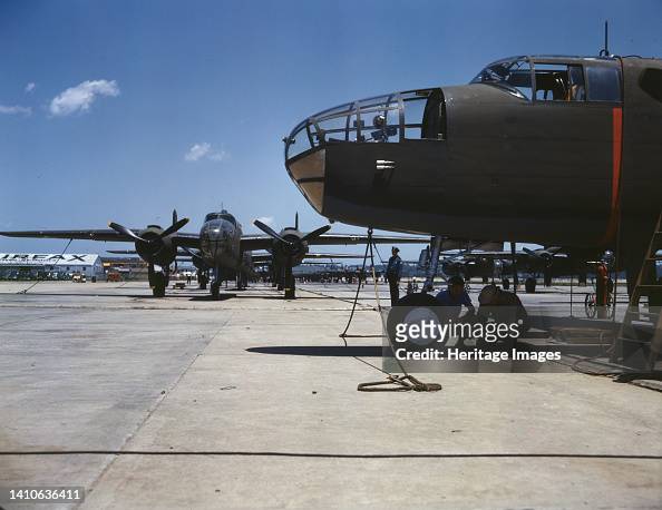 New B-25 Bombers Lined Up For Final Inspection...