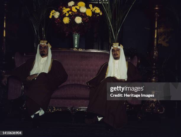 Amir Khalid [right] and Amir Faisal, sons of King Ibn Saud of Saudi Arabia. Their Royal Highnesses recently concluded an extensive visit in the...