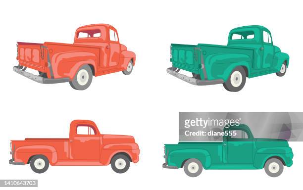 vintage pickup truck isolated on a transparent background - pick up truck back stock illustrations