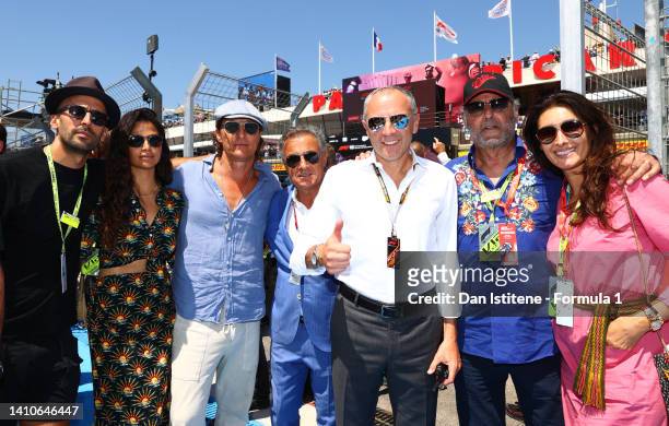 Camilla Alves McConaughey, Matthew McConaughey, Jean Alesi, Stefano Domenicali, CEO of the Formula One Group, Jean Reno and Zofia Borucka pose for a...