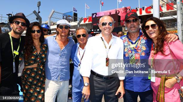 Camilla Alves McConaughey, Matthew McConaughey, Jean Alesi, Stefano Domenicali, CEO of the Formula One Group, Jean Reno and Zofia Borucka pose for a...