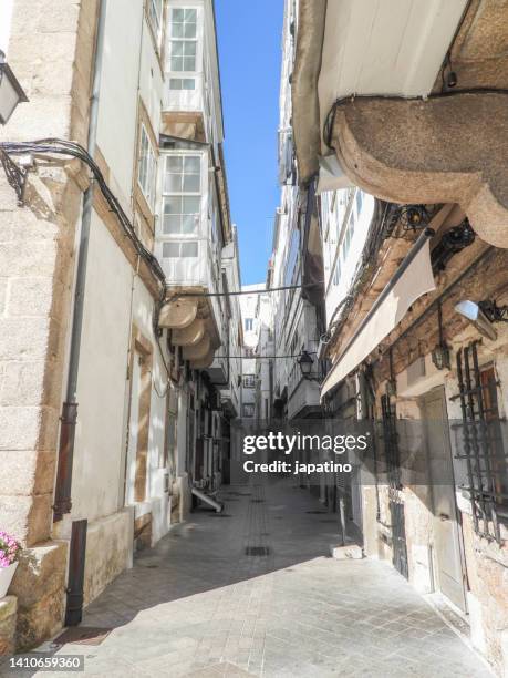 typical narrow street in la coruña - a coruna bildbanksfoton och bilder