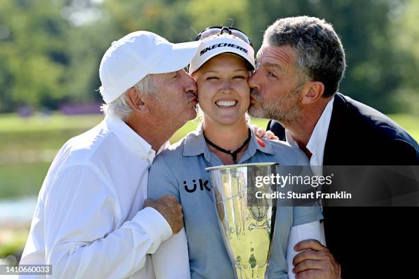 Brooke M. Henderson of Canada poses trophy after winning the The Amundi Evian Championship during day four of The Amundi Evian Championship at Evian...