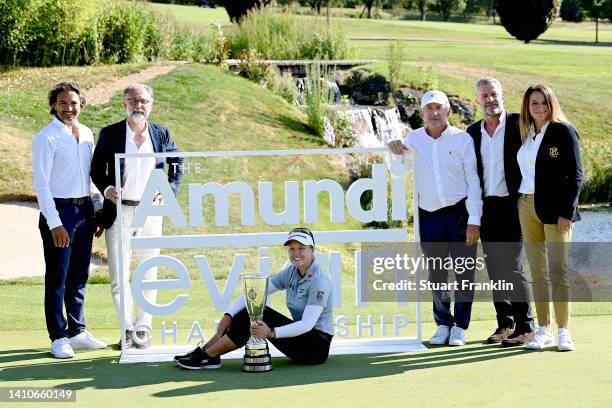 Brooke M. Henderson of Canada poses trophy after winning the The Amundi Evian Championship during day four of The Amundi Evian Championship at Evian...