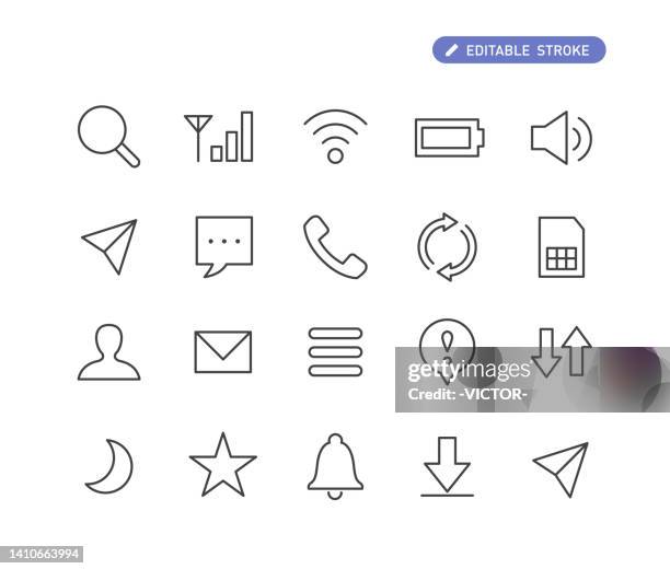communication and phone icons - line series - communications tower editable stock illustrations