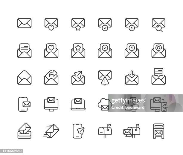 mail line icons editable stroke - receiving feedback stock illustrations