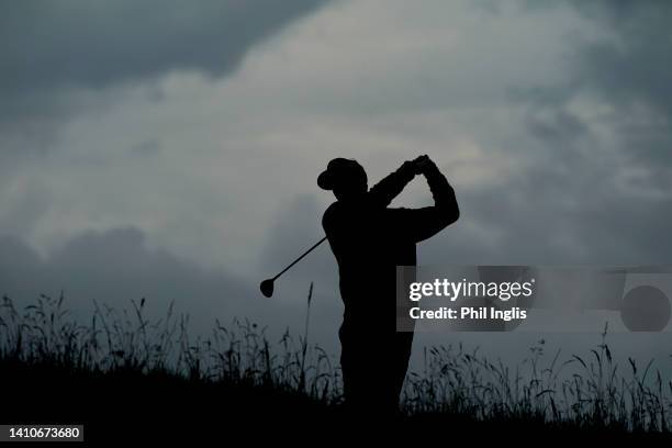 Stuart Appleby of Australia in action during Day Four of The Senior Open Presented by Rolex at The King's Course, Gleneagles on July 24, 2022 in...