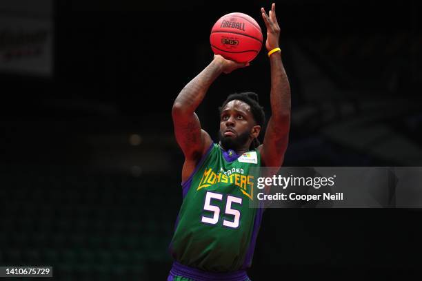 Kevin Murphy of the 3 Headed Monsters shoots against the Tri-State during BIG3 Week Six at Comerica Center on July 24, 2022 in Frisco, Texas.