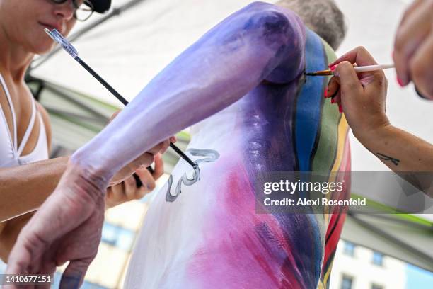 People participate in the 9th annual ‘NYC Body Painting Day’ in Union Square on July 24, 2022 in New York City. Despite an ongoing heatwave over 50...