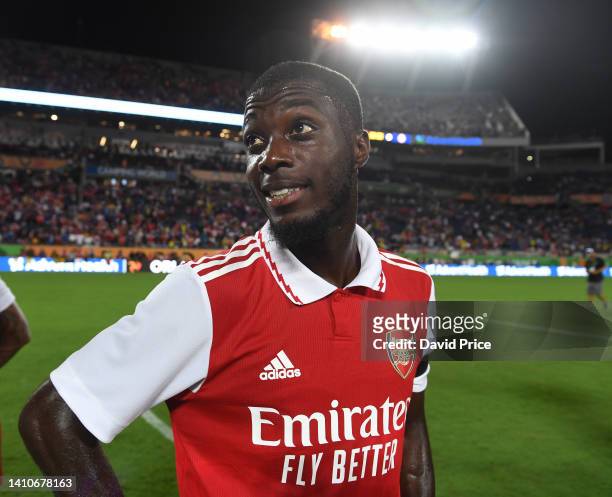 Nicolas Pepe of Arsenal after the Florida Cup match between Cheslea and Arsenal at Camping World Stadium on July 23, 2022 in Orlando, Florida.