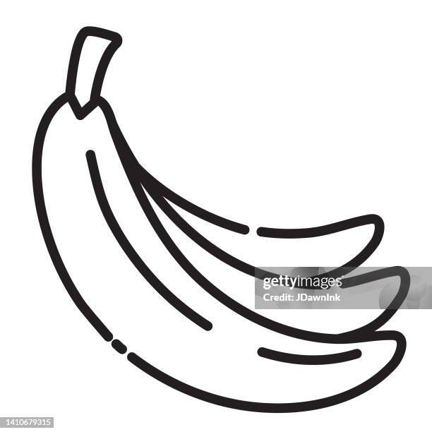 whole and sliced fresh fruit banana bunch thin line icon - editable stroke - ripe stock illustrations