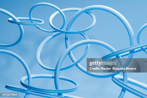 many  blue rings united, cooperation concept, 3d render - accord concepts fotografías e imágenes de stock