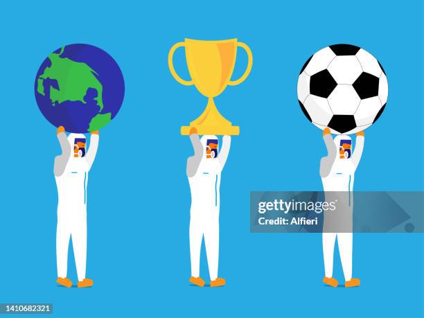 bringing football to world - intercontinental trophy stock illustrations