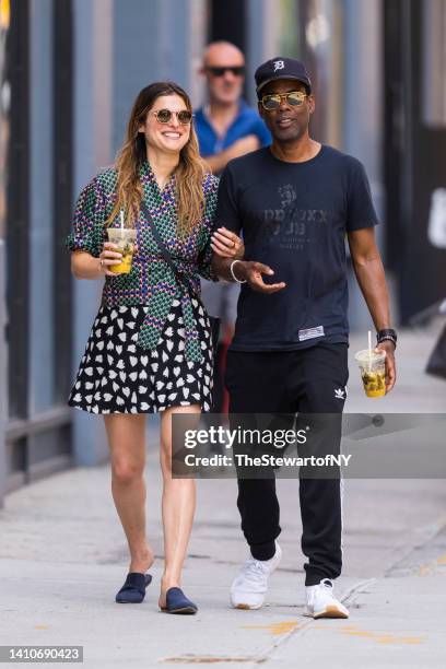 Lake Bell and Chris Rock are seen in SoHo on July 24, 2022 in New York City.